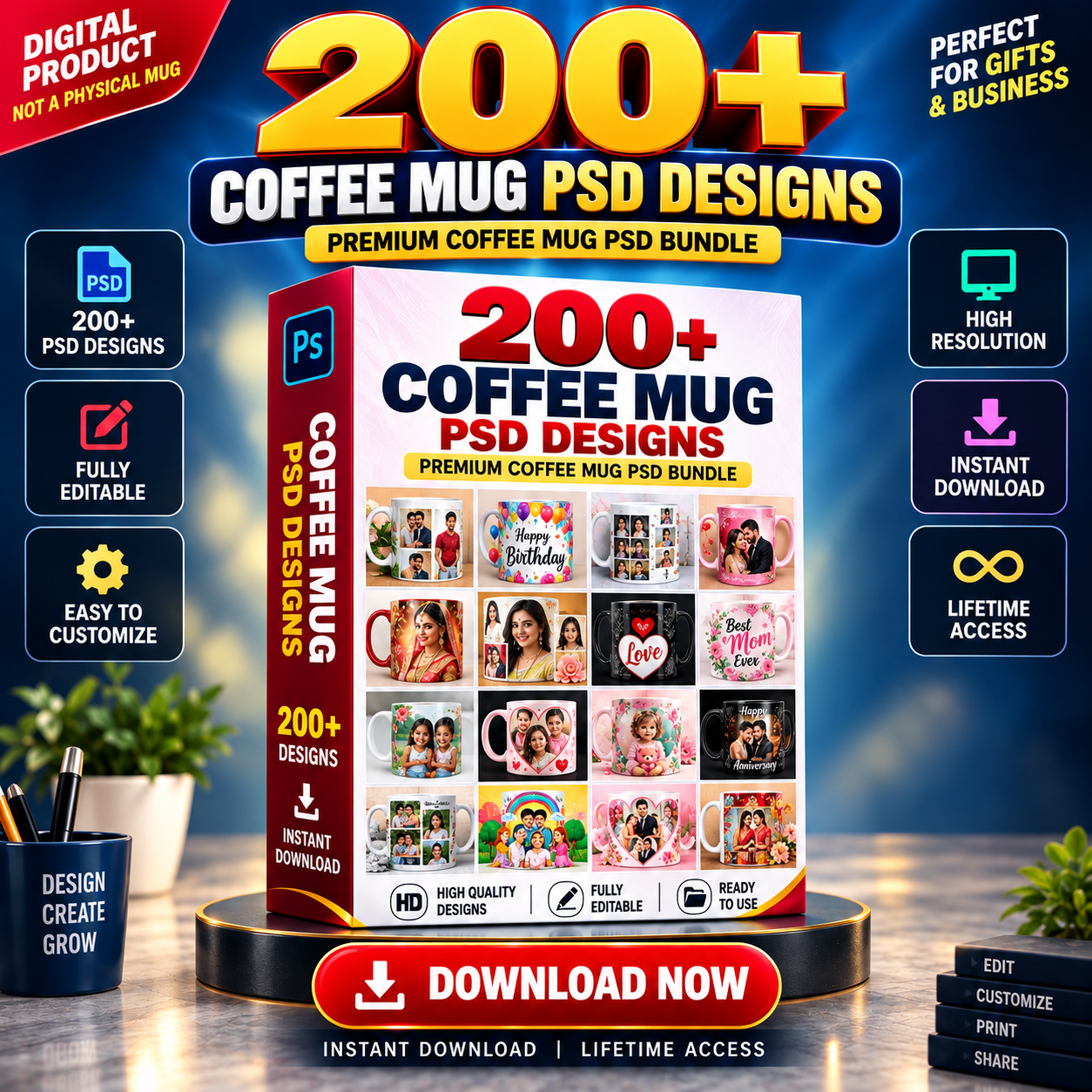 200+ COFFEE MUG PSD
